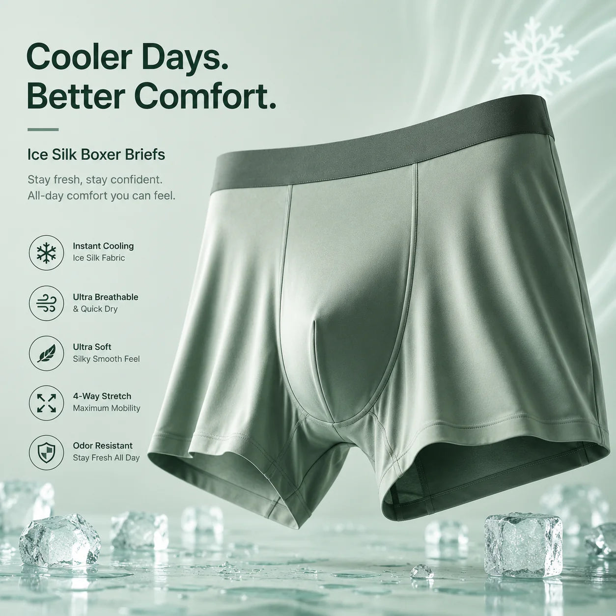 Men's Ice Silk Briefs Boxers (Pack of 3)