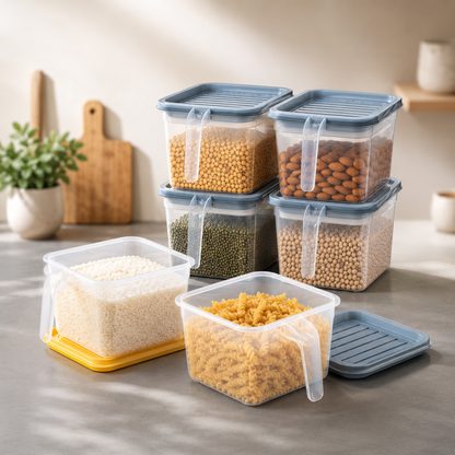 Unbreakable Kitchen Storage Containers (Pack of 6) — Airtight & Stackable