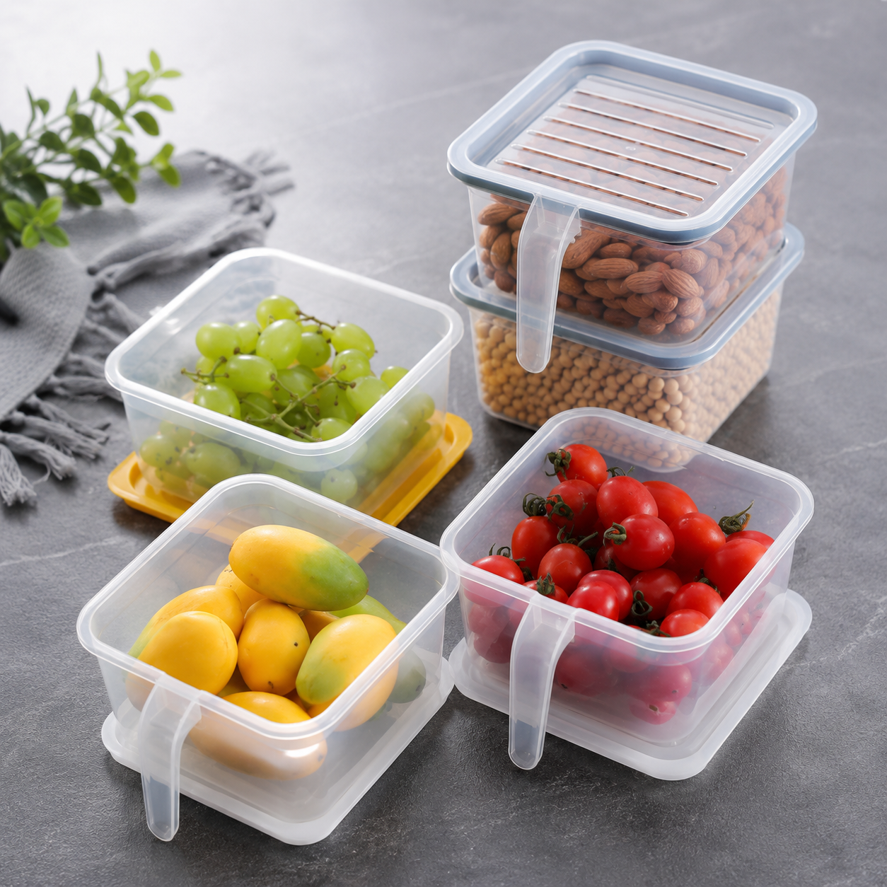 Unbreakable Kitchen Storage Containers (Pack of 6) — Airtight & Stackable