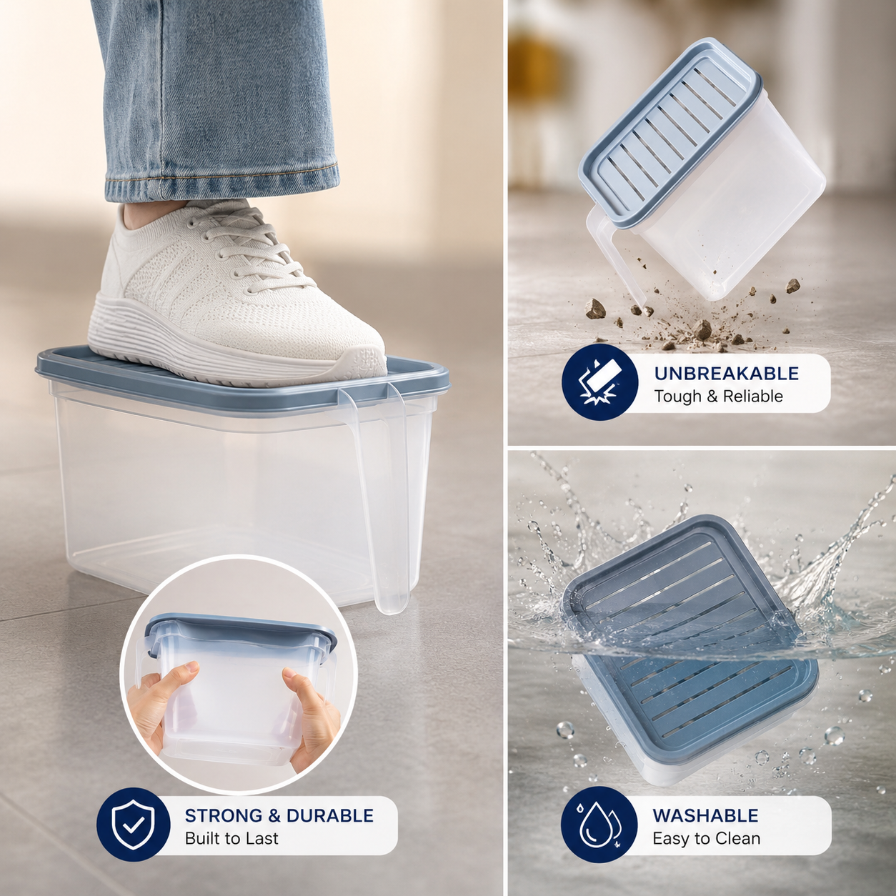 Unbreakable Kitchen Storage Containers (Pack of 6) — Airtight & Stackable